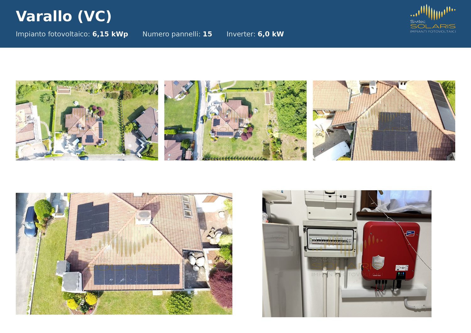 Scheda di un impianto fotovoltaico realizzato a Varallo